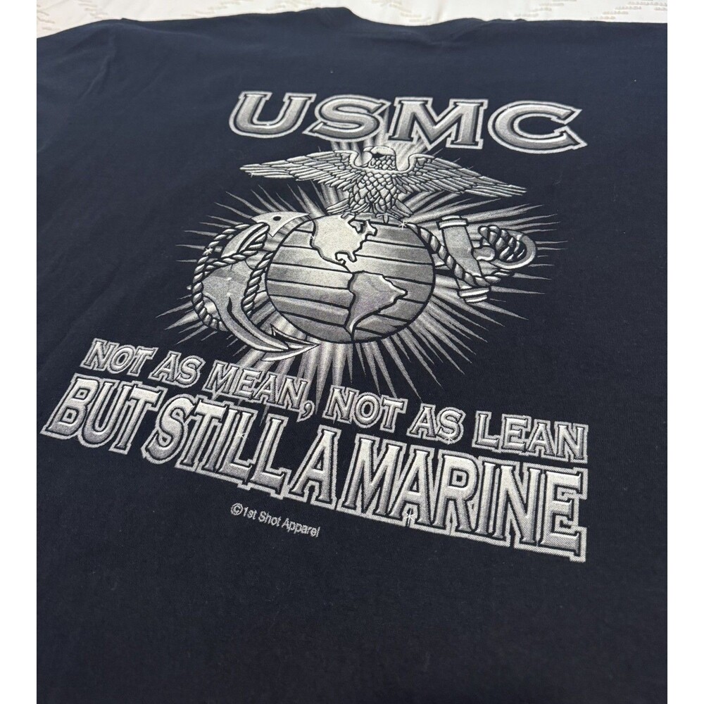 Vintage USMC United States Marine Corps T-Shirt Black Marines Army Size XL Y2K